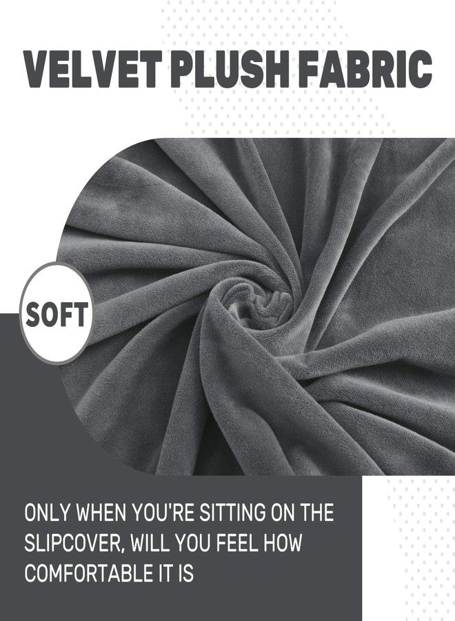 MAXIJIN 1 Piece Velvet Chaise Cover Stretch Sectional Couch Covers for L Shaped Sofa Fitted Soft Chaise Lounge Cushion Cover Sofa Slipcover with Elastic Bottom (Chaise Cover, Gray) - Image 3